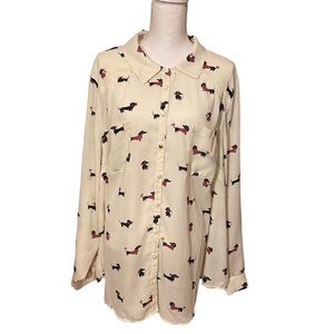 Torrid Womens Novelty Allover Dachshunds Button Front Blouse Top